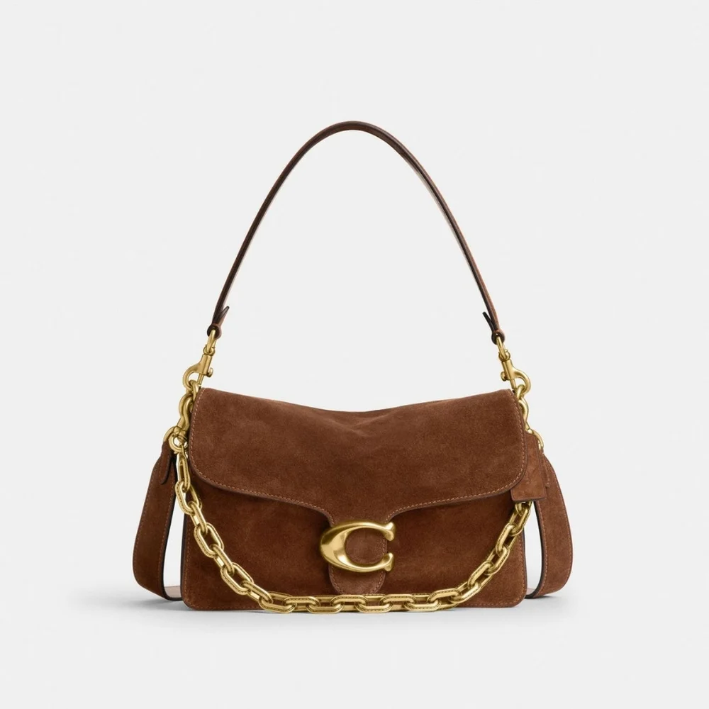 Coach Chain Tabby Shoulder Bag Brown Suede - Picture 3 of 7